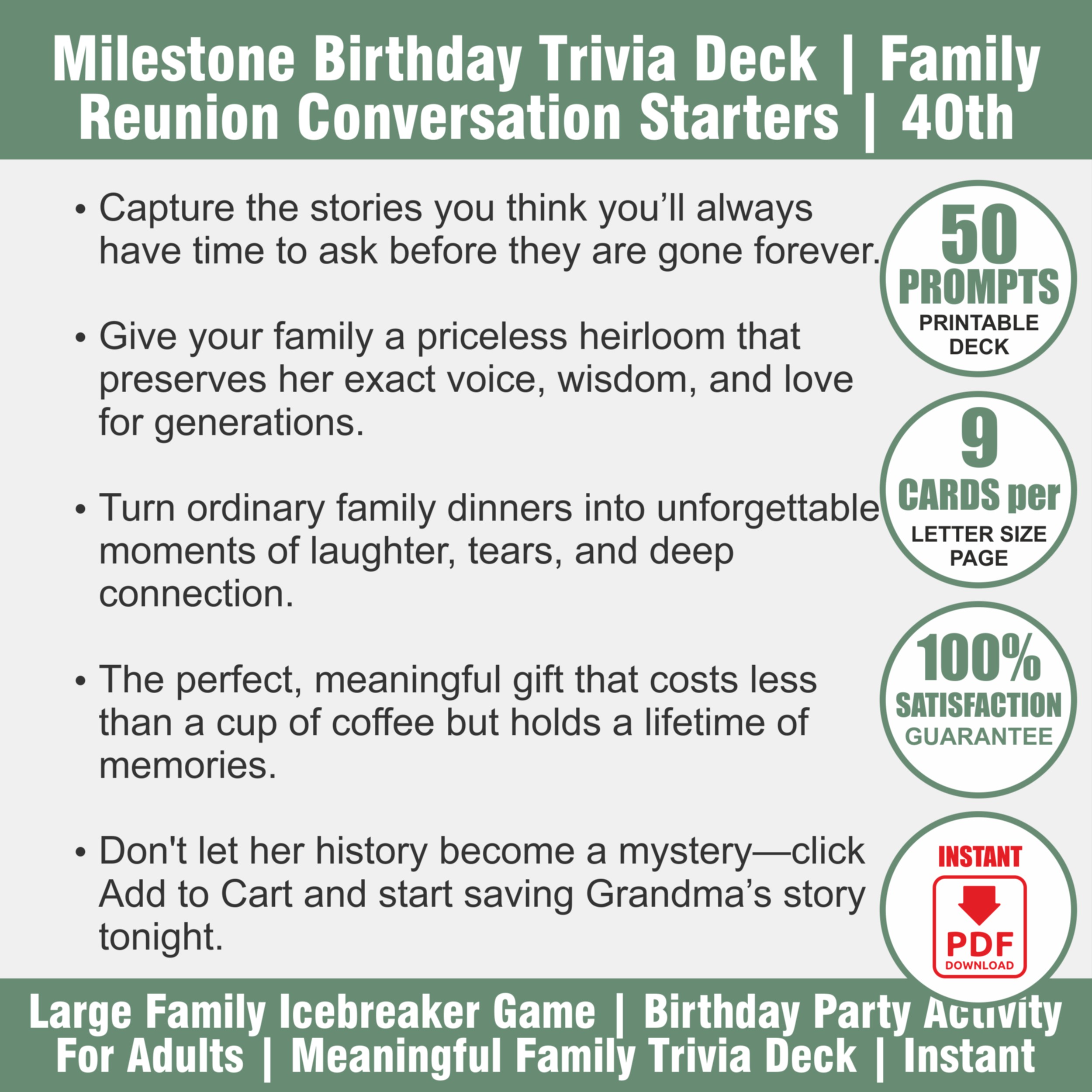 Family Reunion Game & 40th Birthday Party Activity | Who Knows The Honoree Best | Family Icebreaker - View 2
